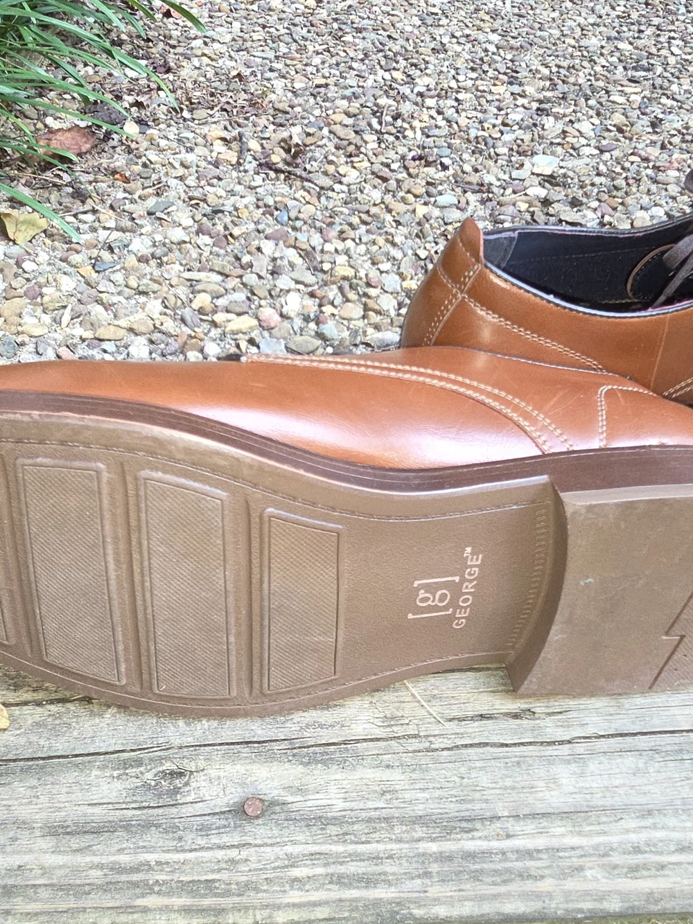 George Tan  Man Made Leather Derby Shoes with Dark Brown Laces